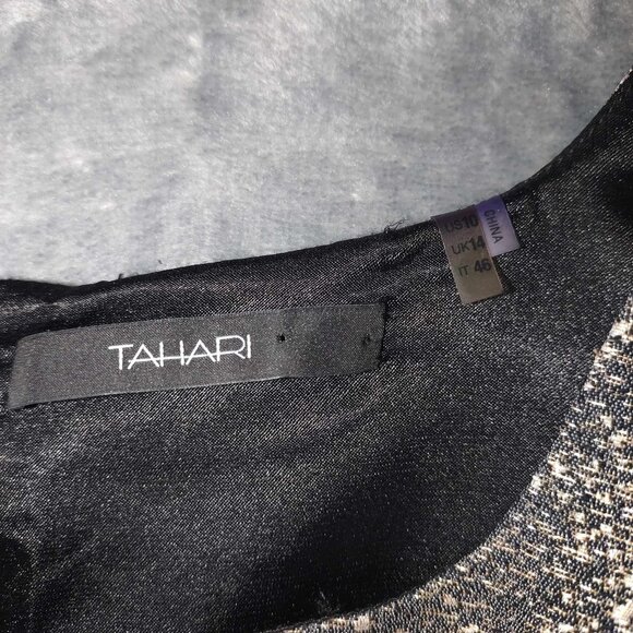 Tahari Women's 10 Black Baddie Snake Print Vintage Sheath‎ Belted Cocktail Dress - Picture 3 of 12